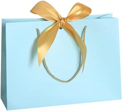 Cadeauzakjes met linten en handvat, set van 4 stuks, voor verjaardag, bruiloft, Kerstmis - 35 x 30 x 10,5 cm
