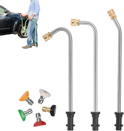 Hogedrukreiniger Verlengstang - Spuitlans Vervanging - Buiten Reinigen - Vijf Spuitmonden - 45 x 15 x 5 cm - Zilver