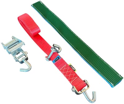 JUMBO PROFI Autotransport Spanband 3-Punts – 3 Meter x 50 mm – Met Draaibare J-Haken – Professionele Wielspanband voor Autotrailer & Voertuig Transport – Heavy Duty