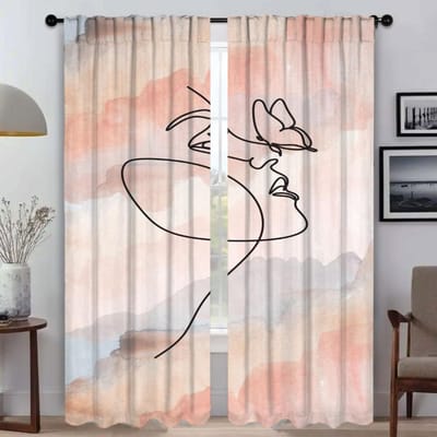 Eenvoudige Stijl Meisje Keukengordijnen voor Woonkamer Gordijn Partitionering Huis Interieur Gordijnen 2 Stuks Tule voor Slaapkamer Shades W50xH70cmx2pcs-CL