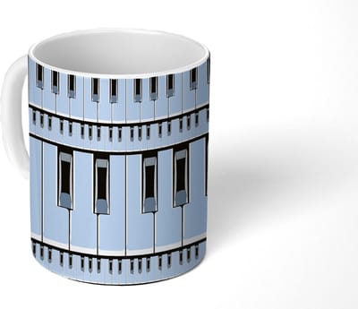 Mok - Koffiemok - Piano - Patronen - Muziek - Mokken - 350 ML - Beker - Koffiemokken - Theemok