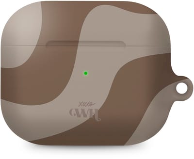 xoxo Wildhearts hoesje geschikt voor AirPods Pro 3 - Ride With Me Brown - Ook als telefoonhoesje verkrijgbaar - schokbestendige case - koptelefoonhoes - Beschermhoes met met golvende print - golven - beige / bruin