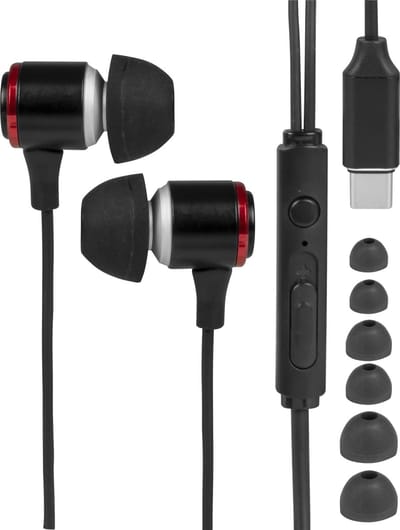 Nuvance Oortjes met Draad - USB-C Aansluiting - Oordopjes met Draad - In-Ear Oortjes met Draad en Microfoon - Zwart