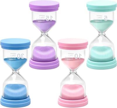 Kleurrijke zandlopers voor kinderen, 4 minuten timers voor tandenpoetsen, perfect voor huis, klaslokaal en spelletjes