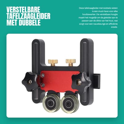 Dailygoods- Tafelzaag Geleiderol - Verstelbare Hoogte - Aluminiumlegering - Dubbele Wielen - T-vormige Schuifblokken - Roestbestendig - Zaaggeleider