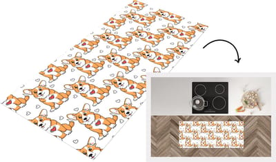 Keukenloper - Loper keuken - Hond - Hart - Patronen - Jongen - 120x50 cm - Keukenloper vinyl