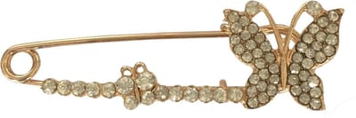 Fako Bijoux® - Sierspeld - Sjaalspeld - Vestsluiting - Vestspeld - Vlinders - Kristal - 69mm - Goudkleurig