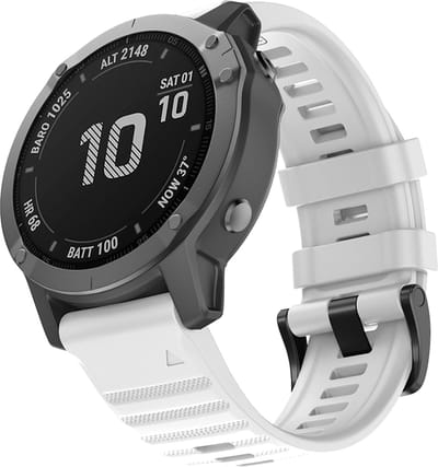 By Qubix - Geschikt voor Garmin bandje - 26mm Quickfit - Siliconen bandje - Wit - Geschikt voor Garmin Fenix 7X / 6X / 5X