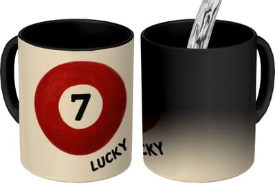Magische Mok - Foto op Warmte Mokken - Koffiemok - Cirkel - Zeven - Lucky - Rood - Magic Mok - Beker - 350 ML - Theemok