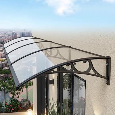 Voordeur Afdak - Raamluifel Overkapping - Bescherming Buiten - Polycarbonaat Aluminium - 60x140cm - Helder