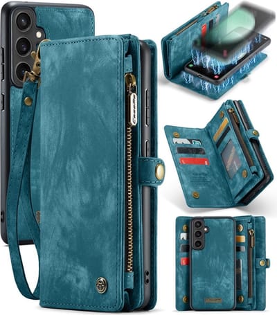 CaseMe Hoesje - Geschikt voor Samsung Galaxy S23 FE Hoesje - CaseMe 008 2-in-1 Book Case & Back Cover met Portemonnee - Blauw