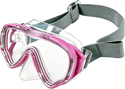 Thijox - Duikbril voor Kinderen met Stoffen Band, Anti-condens Snorkelmasker 180° Panorama HD, Waterdichte Zwembril voor Kinderen 4-16 Jaar - Roze Sil