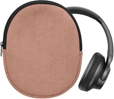 kwmobile headset case geschikt voor Anker Soundcore Q20i hoes - 21 x 17 cm - Koptelefoon cover met rits - Neopreen en ribfluweel - In oudroze