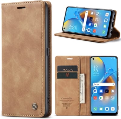 CaseMe - Telefoonhoes Geschikt voor: OPPO F19/F19S/A74 4G/A95 4G/Reno6 Lite 4G Global (bruin)