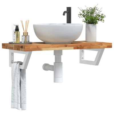 vidaXL - Badkamer - wandschap - staal - en - massief - acaciahout