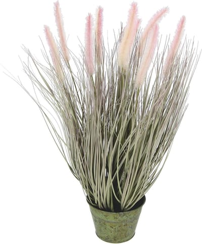 Kunstgras in pot - Decoratief gras - Woonkamer decoratie - Natuurgetrouwe uitstraling - Niet gespecificeerd - Groen/rood
