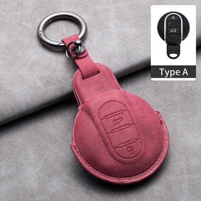 Leren Autotoets Afstandsbediening Sleuteletui Cover Voor Bmw Mini Cooper F55 F56 F57 F54 F60 Jcw Clubman Countryman Auto Sleutelhanger Houder Accessoires pink