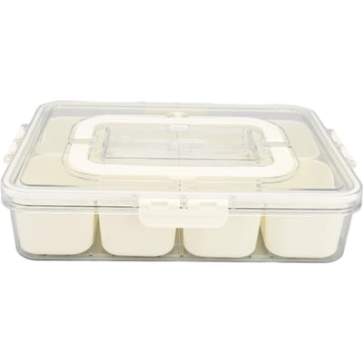 Draagbare Snackle Box Container 8 Compartimenten Transparante Snackschalen Verdeelde Serveerschaal met Deksel en Handvat voor Snoep L
