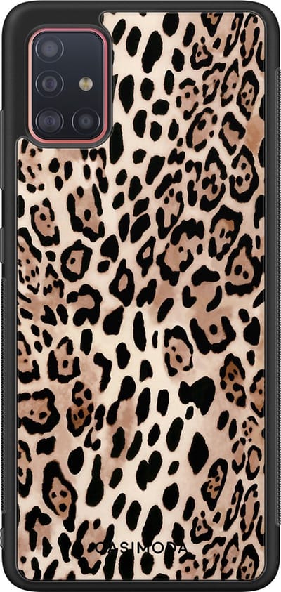 Casimoda® hoesje - Geschikt voor Samsung Galaxy A51 - Luipaard print bruin - Zwart TPU Backcover - Luipaardprint - Goudkleurig