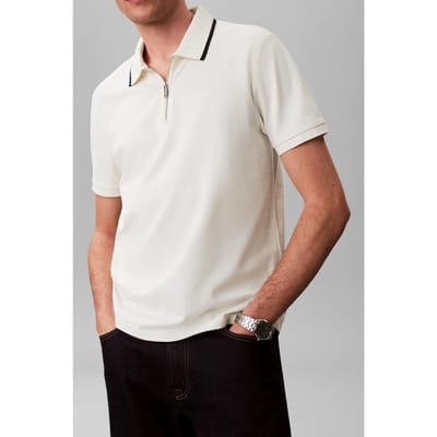 Calvin Klein Ss Tipped Zip Pique Tofu Taglia: S | Polo Outlet | Uomo