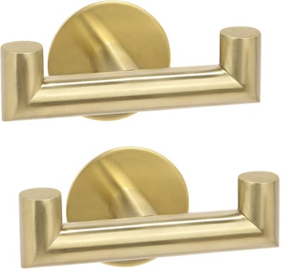 Dailygoods- Handdoekhaak Dubbel - Zelfklevend - Wandhaak - Roestvrij Staal - Zware Kwaliteit - Voor Badkamer/Bureau - 2 Stuks
