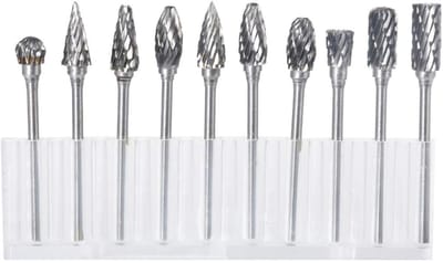 10 stuks hardmetalen freesbits voor Dremel, met kruissleif en dubbele snede – universeel inzetbaar voor hout, metaal & steen, ideaal voor modelbouw en sculpturen