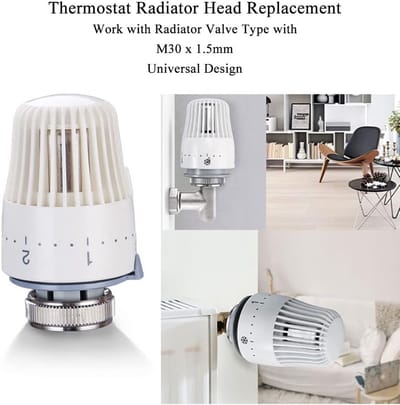 Thermostatische Radiator Hoofd - Ventiel Vervanging - Temperatuur Regelen - 5 Niveaus - M30x1.5 - Crèmekleurig
