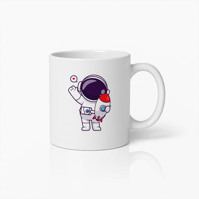 Schattige Astronaut met Raket Mok – Leuke Ruimte Thema Koffiebeker voor Kinderen en Volwassenen