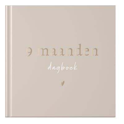 Fyllbooks - Mijn negen maanden Dagboek - Zwangerschapsboek, Babyboek - 9 maanden Invulboek Zwangerschap - Beige - Goudfolie