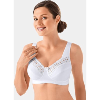 Beha met brede schouderbandjes en geborduurd kant - wit - Gr. 80 E van Goldner Fashion
