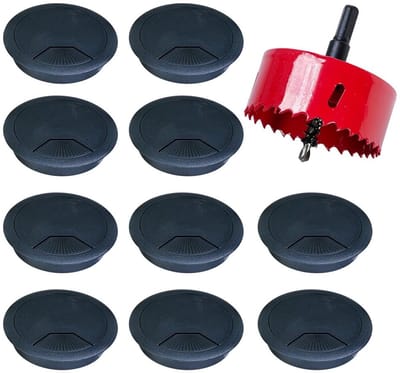 MTTproducts- Kabeldoorvoer 80mm - Kabelgoot - Kabelmanagement - Zwart - Gatenzaag - Duurzaam ABS kunststof