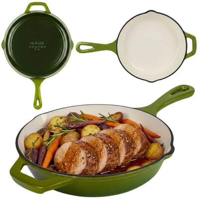 Geëmailleerde gietijzeren pan 26cm Hage olijfgroen