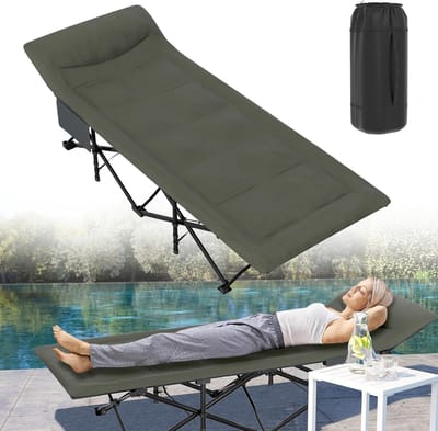 Klapbed - Campingbed Gastenbed - Buiten Ontspannen - Sterk 250kg Draagvermogen - 183x73x50cm - Grijs