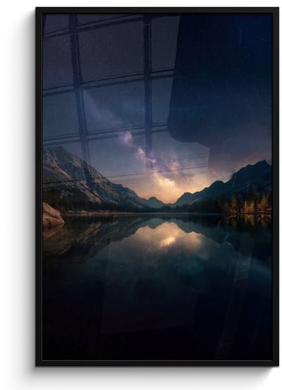 Poster in lijst - Fotolijst 80x120 cm - Posters - Kristalhelder meer - Bergen - Bergen - Posterlijst zwart - Decoratie - Wanddecoratie woonkamer - Muurdecoratie slaapkamer