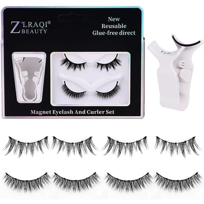 Z'LRAQI BEAUTY Magnetische Valse Wimpernatuurlijk ogende Valse Wimpers Nepwimpers met Krultang voor MIX-3