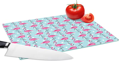 Glazen Snijplank - 28x20 - Flamingo - Stippen - Dieren - Patroon - Snijplanken Glas