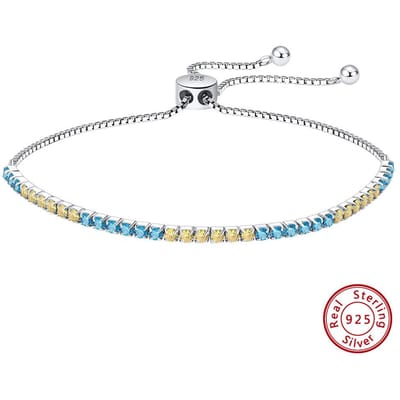 S925 Sterling Zilver Armband Blauw en Geel Tennis Ketting 925 white