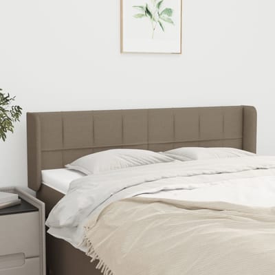 vidaXL - Hoofdbord - met - randen - 147x16x78/88 - cm - stof - taupe