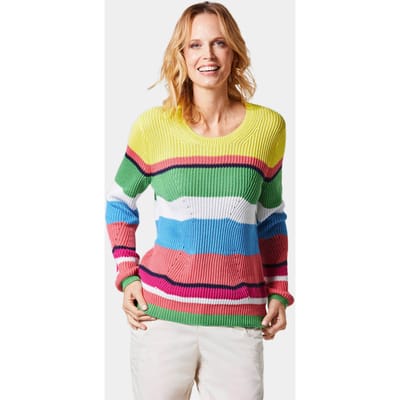 Pullover - koraalrood / groen / gedess. - Gr. 22 van Goldner Fashion