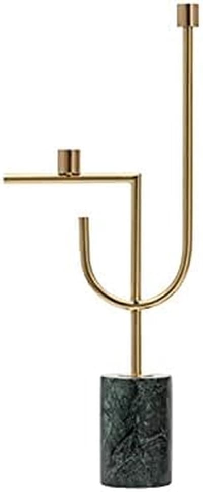 Kandelaar Roestvrij Staal - Kaarshouder Modern - Woonkamer Decoratie - Marmeren Basis - 20.47 inch - Zilver
