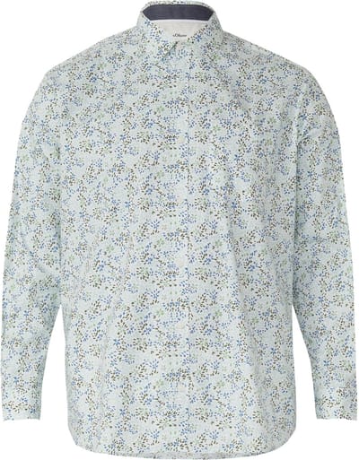 s.Oliver - male - Slim fit: shirt met lange mouwen, all-over print en Kent-kraag