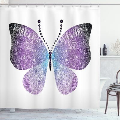 ABAKUHAUS Vlinder-douchegordijn – 175×180 cm – donkerpaars/violet