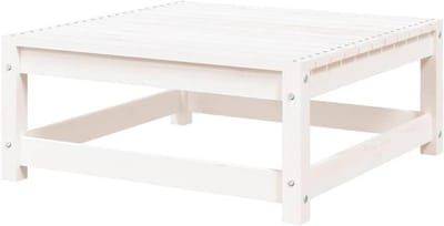 Tuinzitje Grenenhout - Outdoor Poef Kruk - Buiten Zitten - Lattenontwerp Waterafvoer - 70 x 70 x 30 cm - Wit