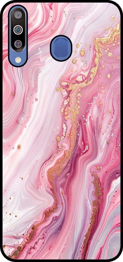 Smartphonica Telefoonhoesje Geschikt voor Samsung Galaxy M30 met marmer opdruk - TPU backcover case marble design - Roze geschikt voor Samsung Galaxy M30