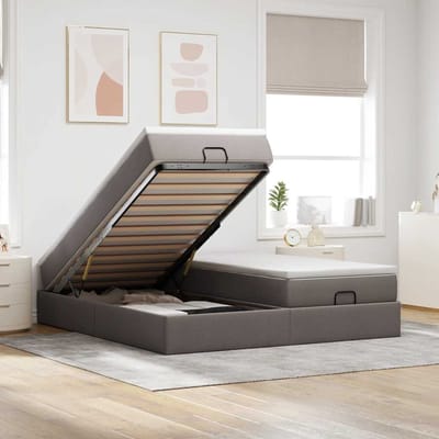 vidaXL - Ottoman - bed - met - matrassen - 160x200cm - stof - taupe