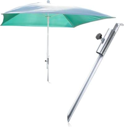Parasolhouder Grondpin - Parasolvoet Grondhouder - Stabiele Parasol Plaatsing - Verstelbare Diameter - 50 cm Lengte - Zilver Zwart