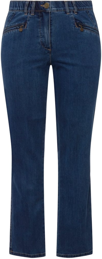 Ulla Popken - Dames - Jeans Mony smal toelopende pijp ritszakken - Blauw denim - Maat 42