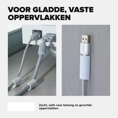 Famanu – Zelfklevende kabelclips set van 5 - verwijderbaar en herbruikbaar - ideaal voor kabelmanagement op bureau - muur of nachtkastje - eenvoudig te monteren zonder boren - wit