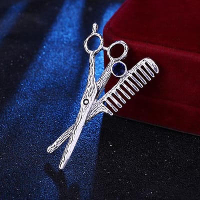 Retro Kappersschaar Broches Strass Kristal Badge Heren Pak Shirt Kraagspelden Corsage Mode Broche Sieraden Accessoires blue