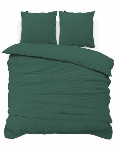 iSleep Dekbedovertrek Teddy Fleece - Eenpersoons - 140x200/220 cm - Donker Groen